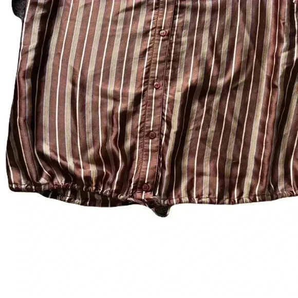 Women's BCBG MaxAzria Sill Striped Brown Blouse Top Work Wear Top Size Medium - Picture 4 of 7